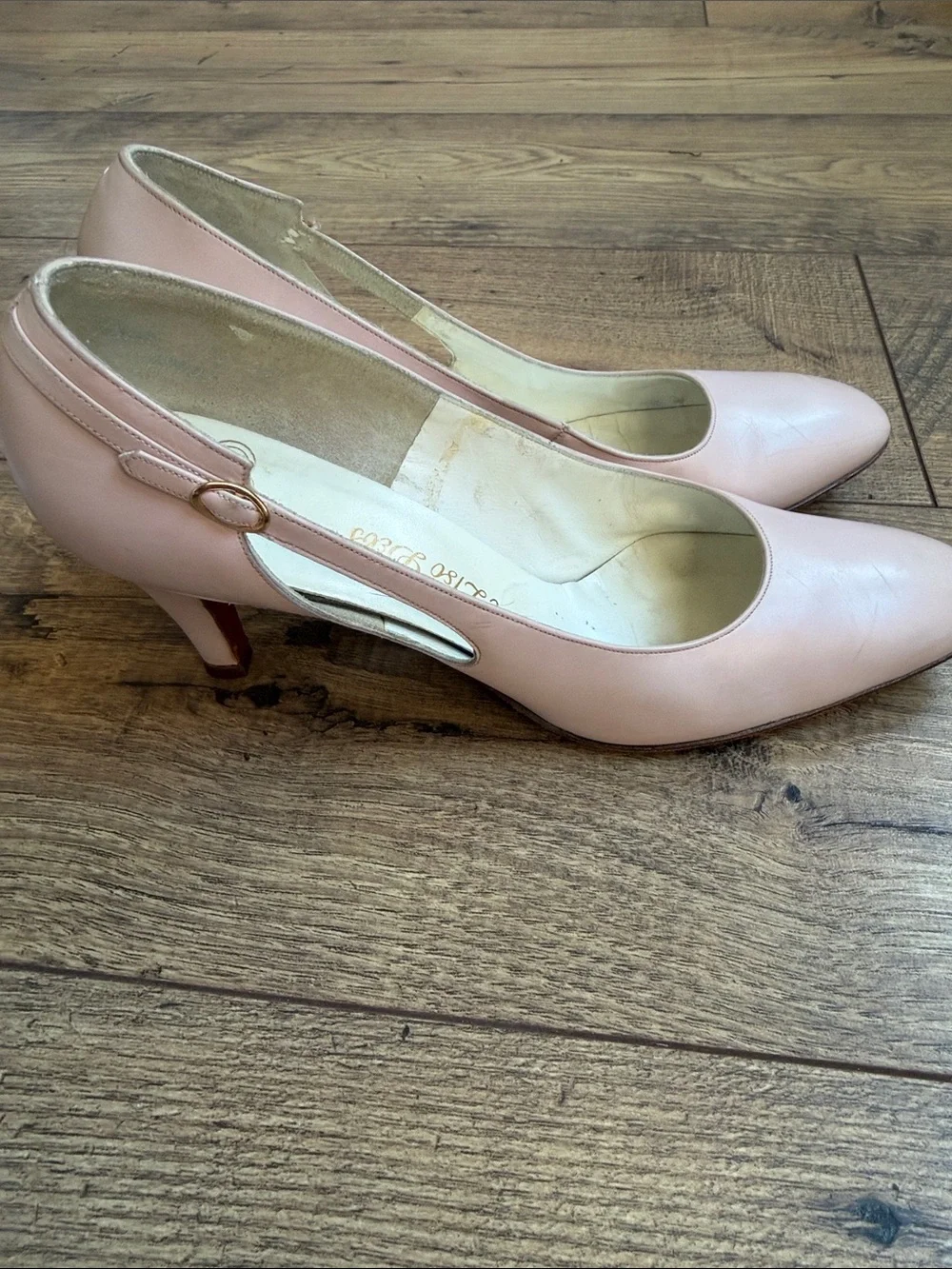 Vintage 50s 60s De Liso Debs Pale Pink Vogue Last Pointed Pumps Heels 8